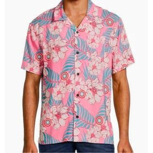 Marvel Captain America Pink Floral Button Up Shirt Hawaiian Vacation 3XL